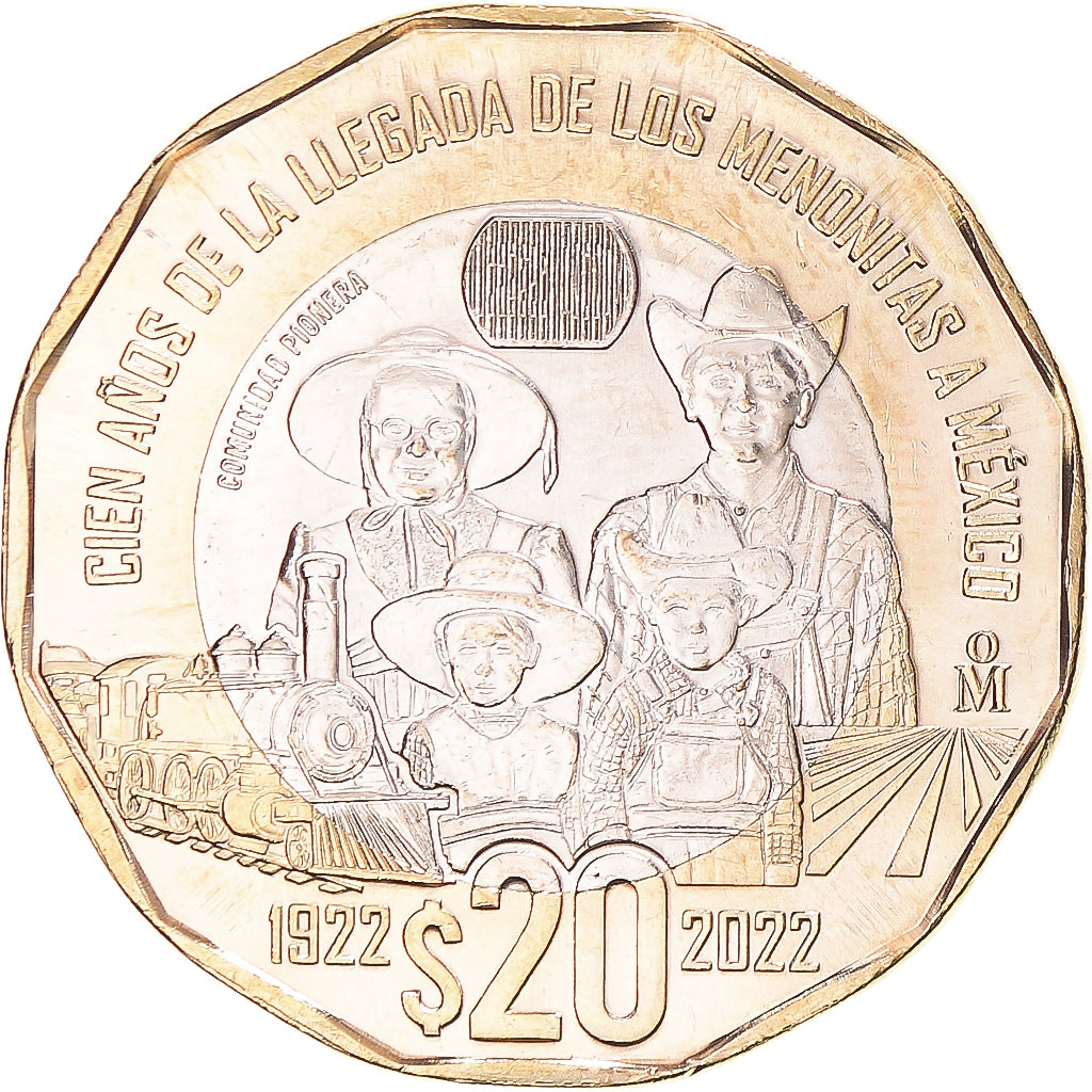 Coin, Mexico, 20 Pesos, 2022, 100th Anniversary of the Arrival of the Mennonites