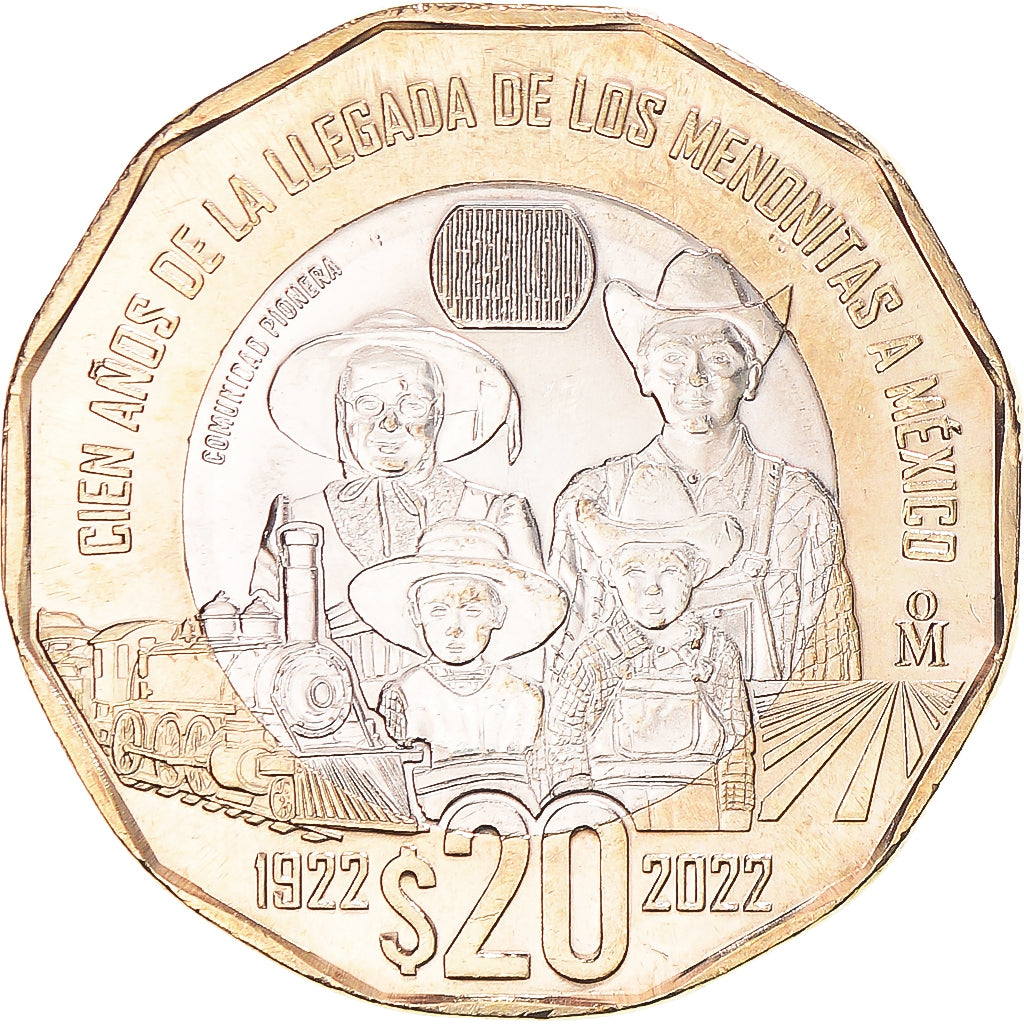 Moneta, Mexico, 20 Pesos, 2022, 100th Anniversary of the Arrival of the