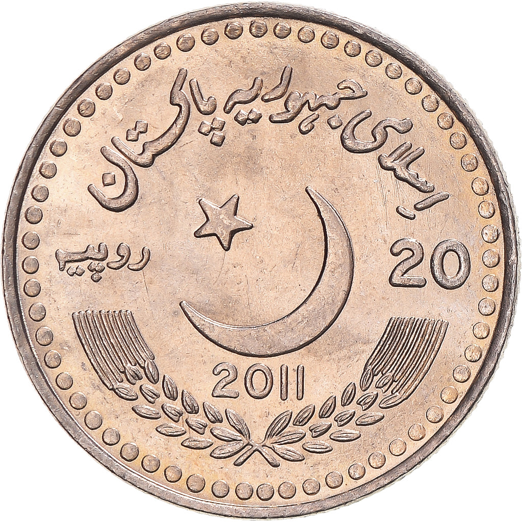 Coin, Pakistan, 20 Rupees, 2011, MS(63), Copper-nickel, KM:71