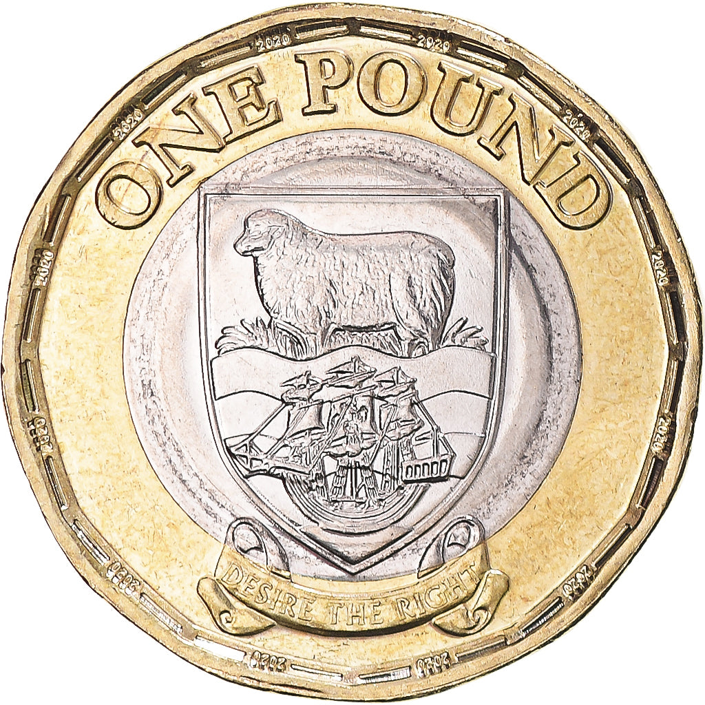Coin, Falkland Islands, Pound, 2020, Elizabeth II, MS(63), Bi-Metallic