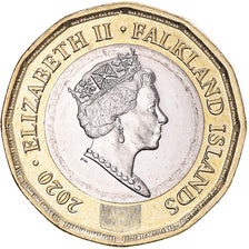 Moeda, Ilhas Falkland, Pound, 2020, Elizabeth II, MS(63), Bimetálico
