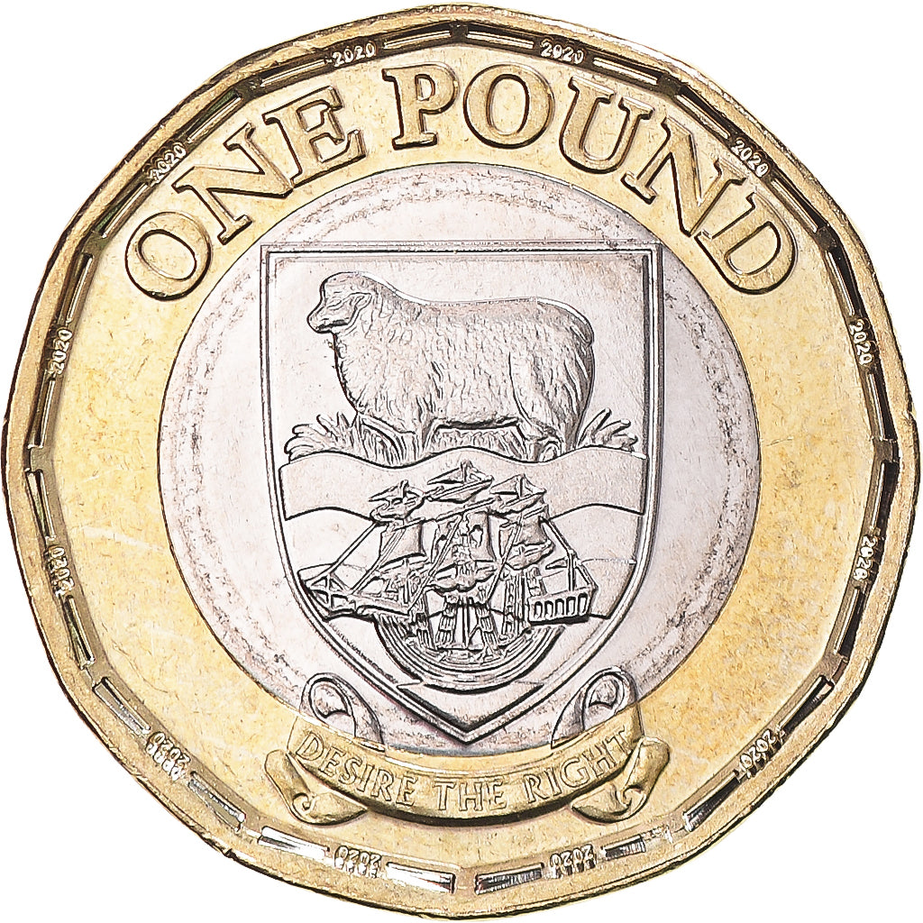 Coin, Falkland Islands, Pound, 2020, Elizabeth II, MS(63), Bi-Metallic