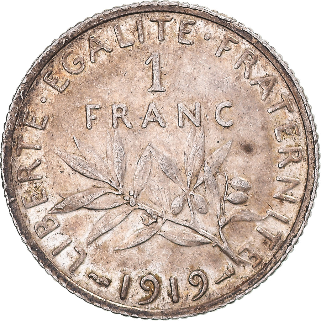 Coin, France, Semeuse, Franc, 1919, Paris, EF(40-45), Silver, KM:844.1