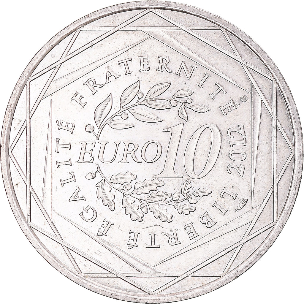 Francia, 10 Euro, 2012, Paris, Ile De France, BB+, Argento, KM:1875
