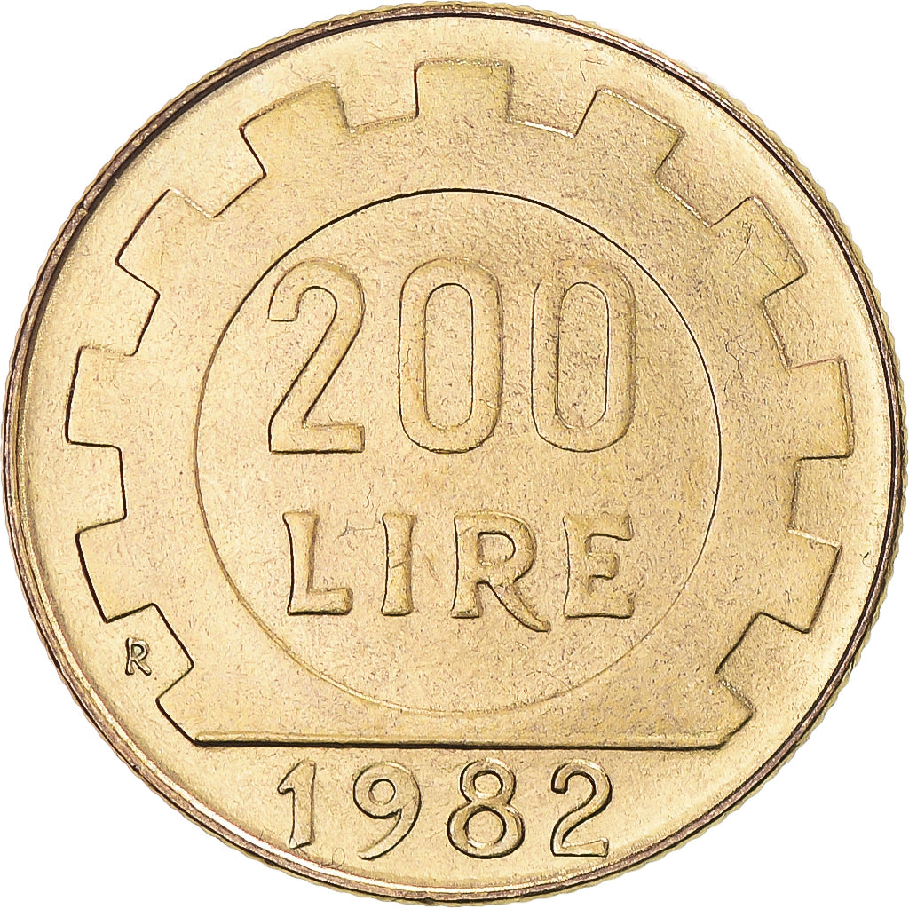 Coin, Italy, 200 Lire, 1982, Rome, AU(55-58), Aluminum-Bronze, KM:105