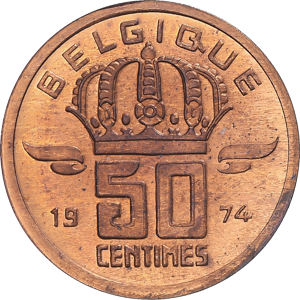 Münze, Belgien, Baudouin I, 50 Centimes, 1974, UNZ, Bronze, KM:148.1