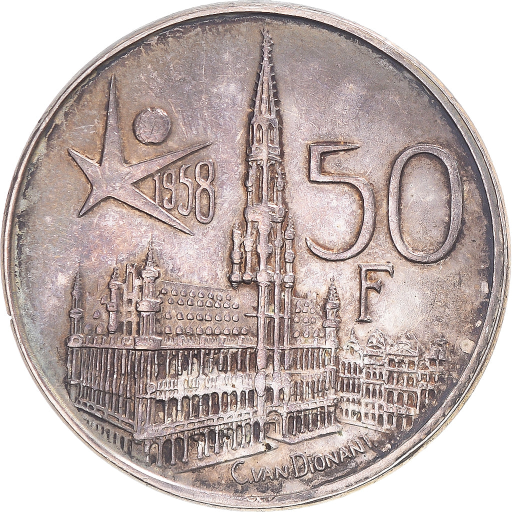 Moneta, Belgio, 50 Francs, 50 Frank, 1958, SPL-, Argento, KM:151.1
