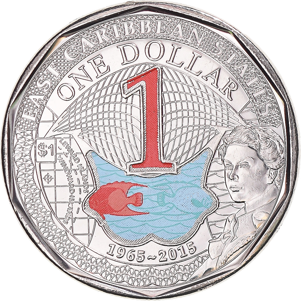 Monnaie, Etats des caraibes orientales, Dollar, 2015, 50 ans   Banque Centrale