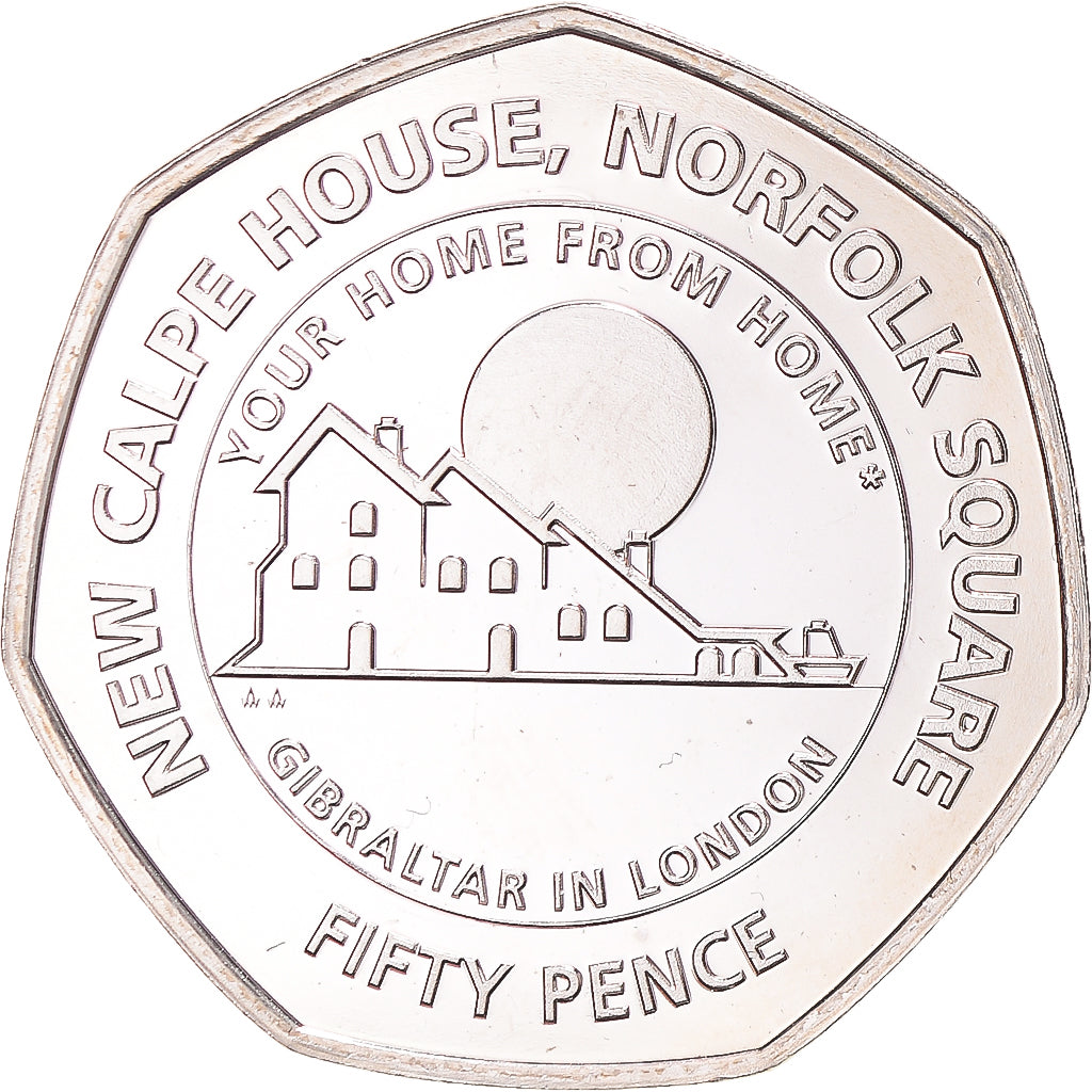 Coin, Gibraltar, 50 Pence, 2018, New Calpe House, MS(65-70), Copper-nickel