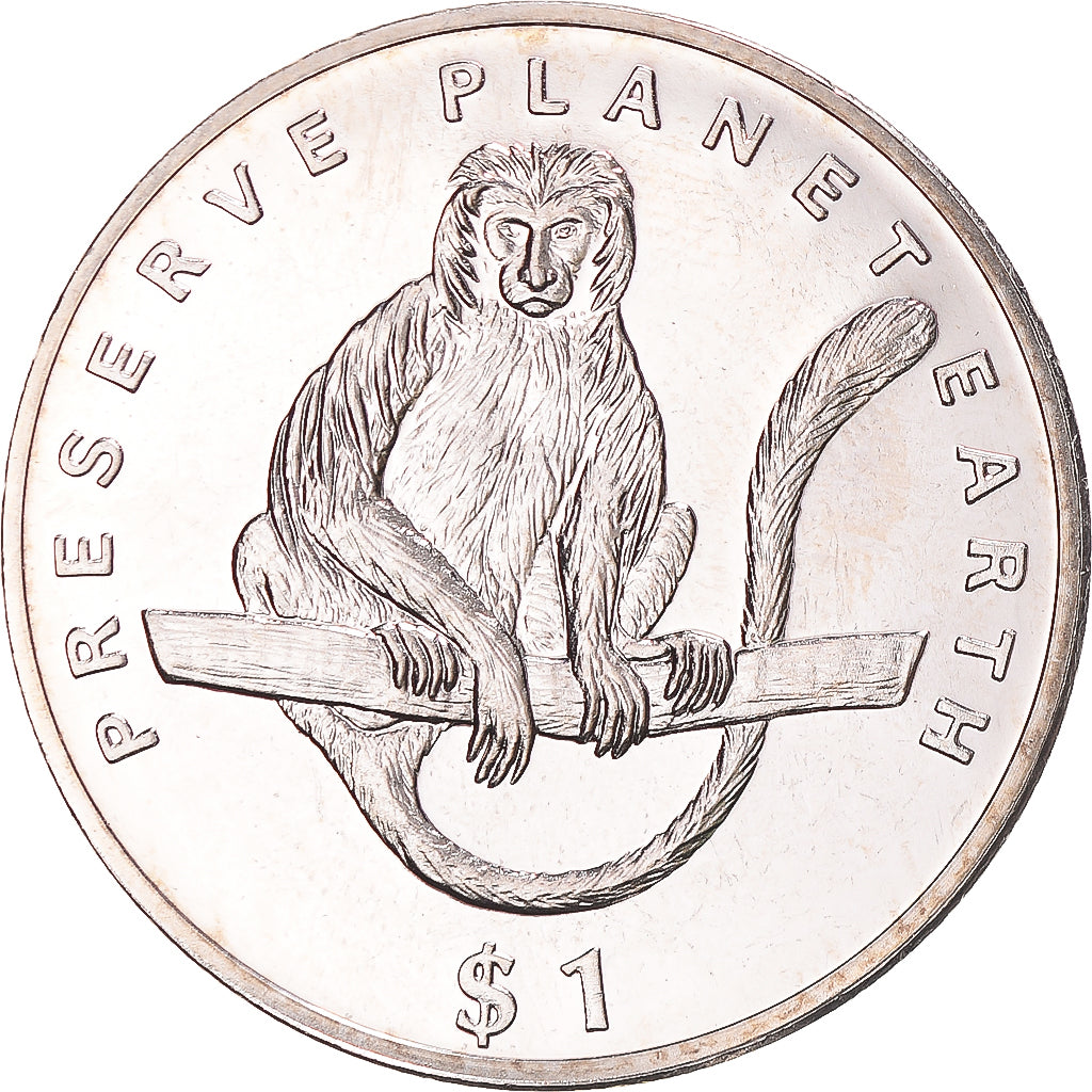 Coin, Eritrea, Dollar, 1994, Singes - Colobe ou Guereza, MS(63), Copper-nickel