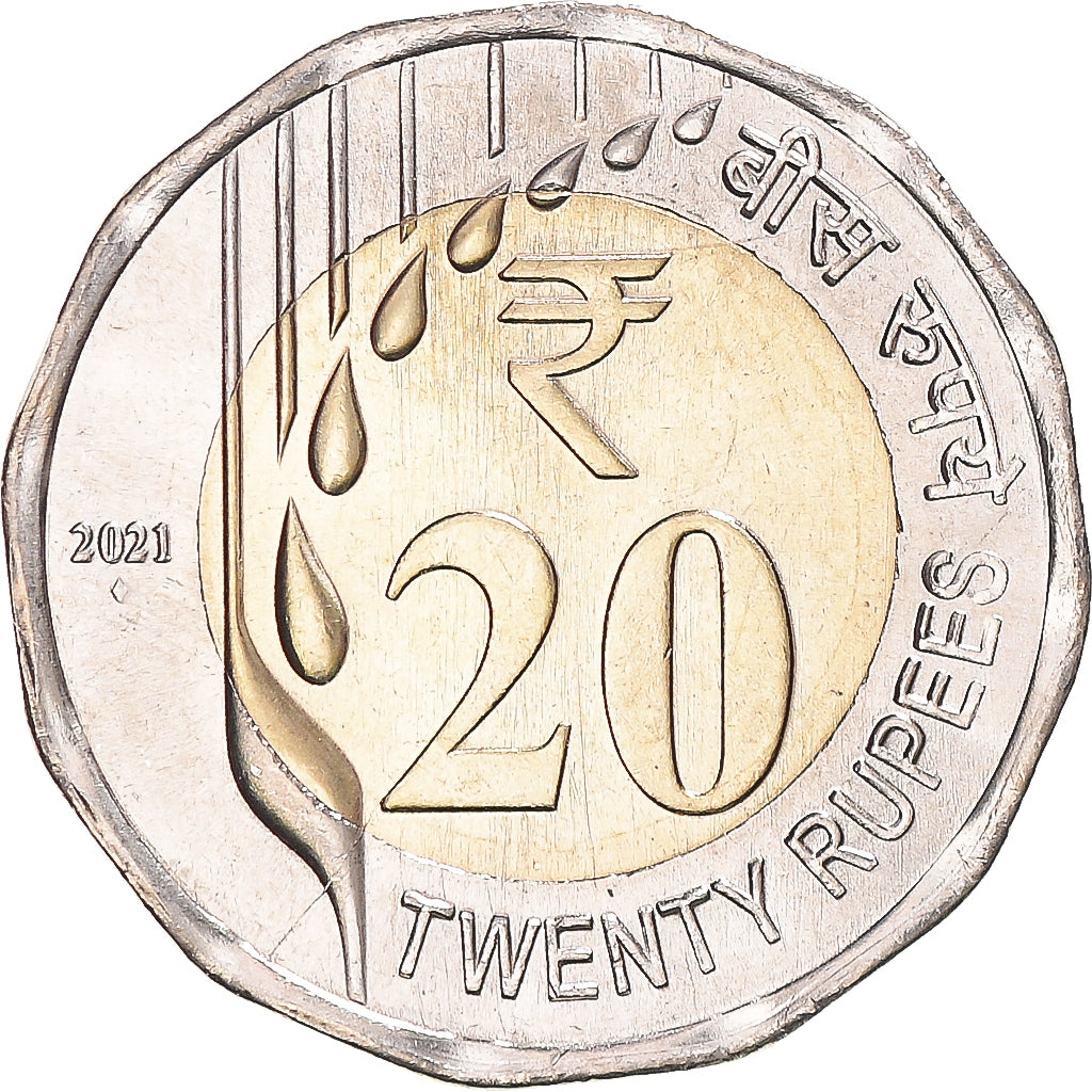 Monnaie, Inde, 20 Rupees, 2021, SPL, Bimetallic, KM:515