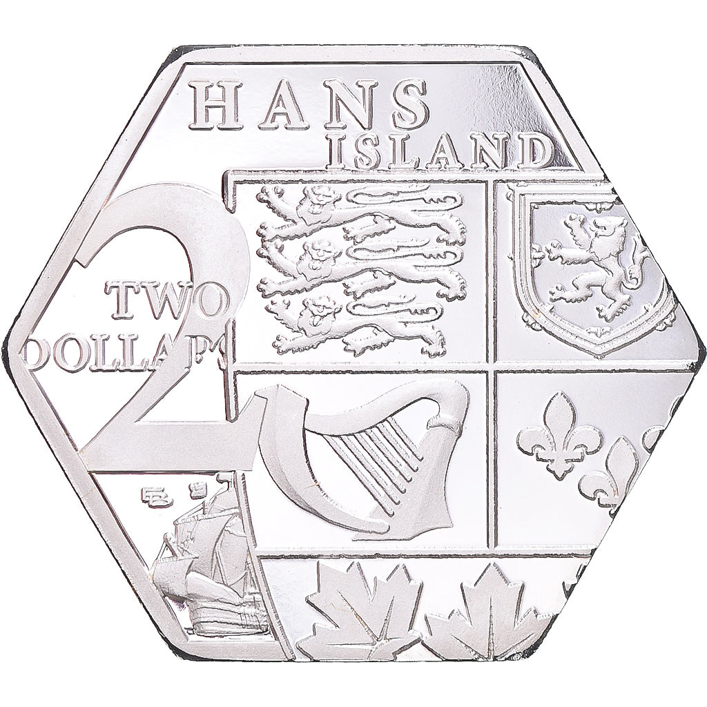 Coin, Denmark, 2 Dollars, 2022, 11 Kroner Hans island.BE, MS(65-70), Silver