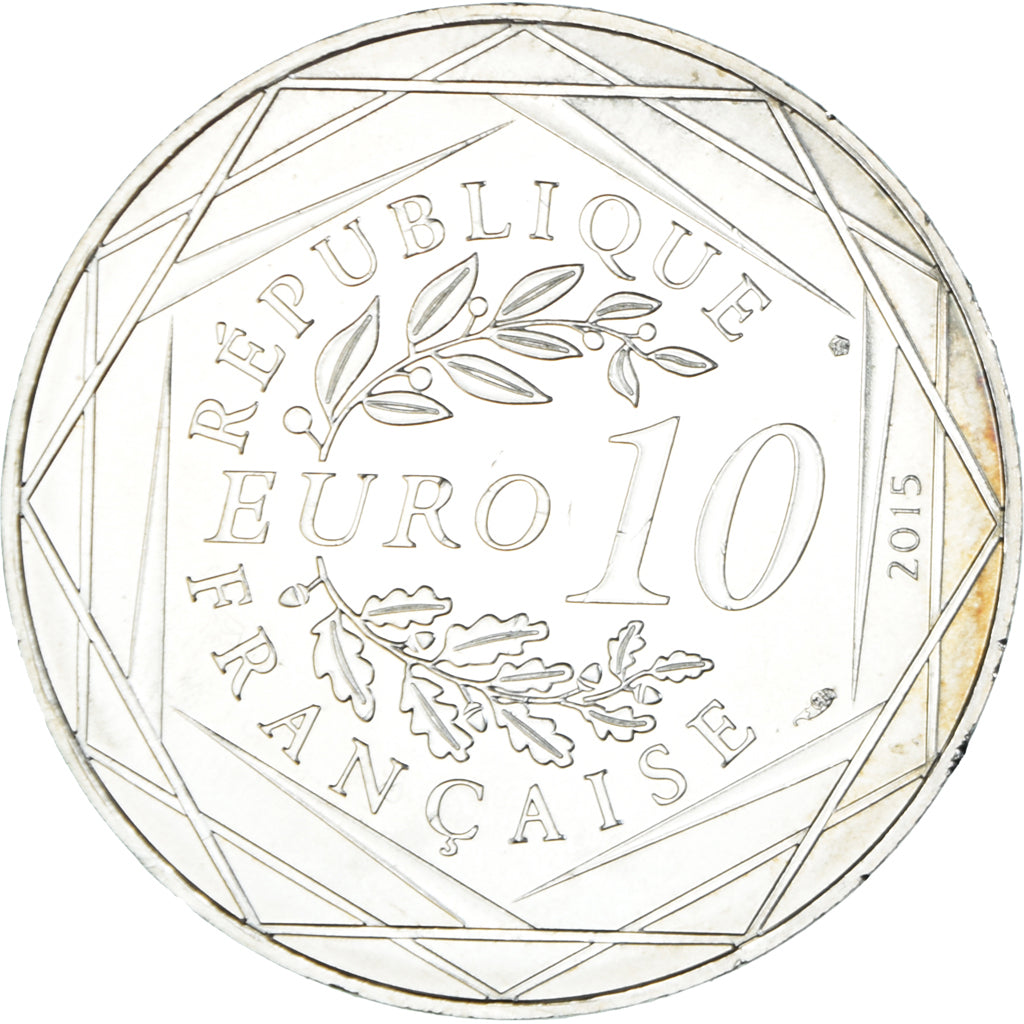France, 10 Euro, Liberté Astérix Flamme, 2015, Paris, MS(65-70), Silver