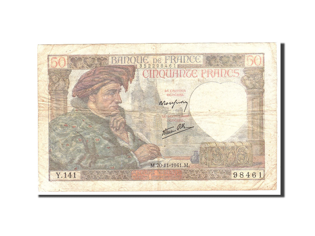 Biljet, Frankrijk, 50 Francs, 1941, 1941-11-20, TB, Fayette:19.16, KM:93
