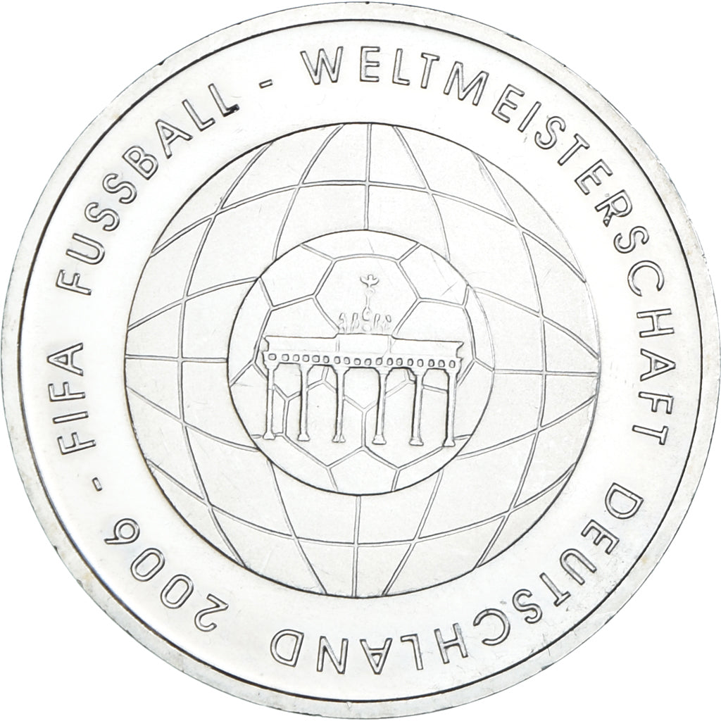 GERMANY - FEDERAL REPUBLIC, 10 Euro, 2006, Berlin, Fußball WM, MS(63), Silver