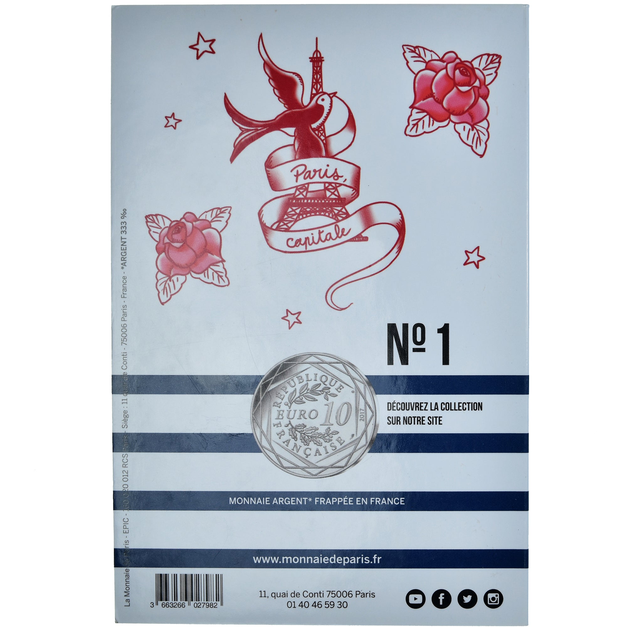 France, 10 Euro, Jean Paul Gaultier, 2017, FDC.1, MS(65-70), Silver