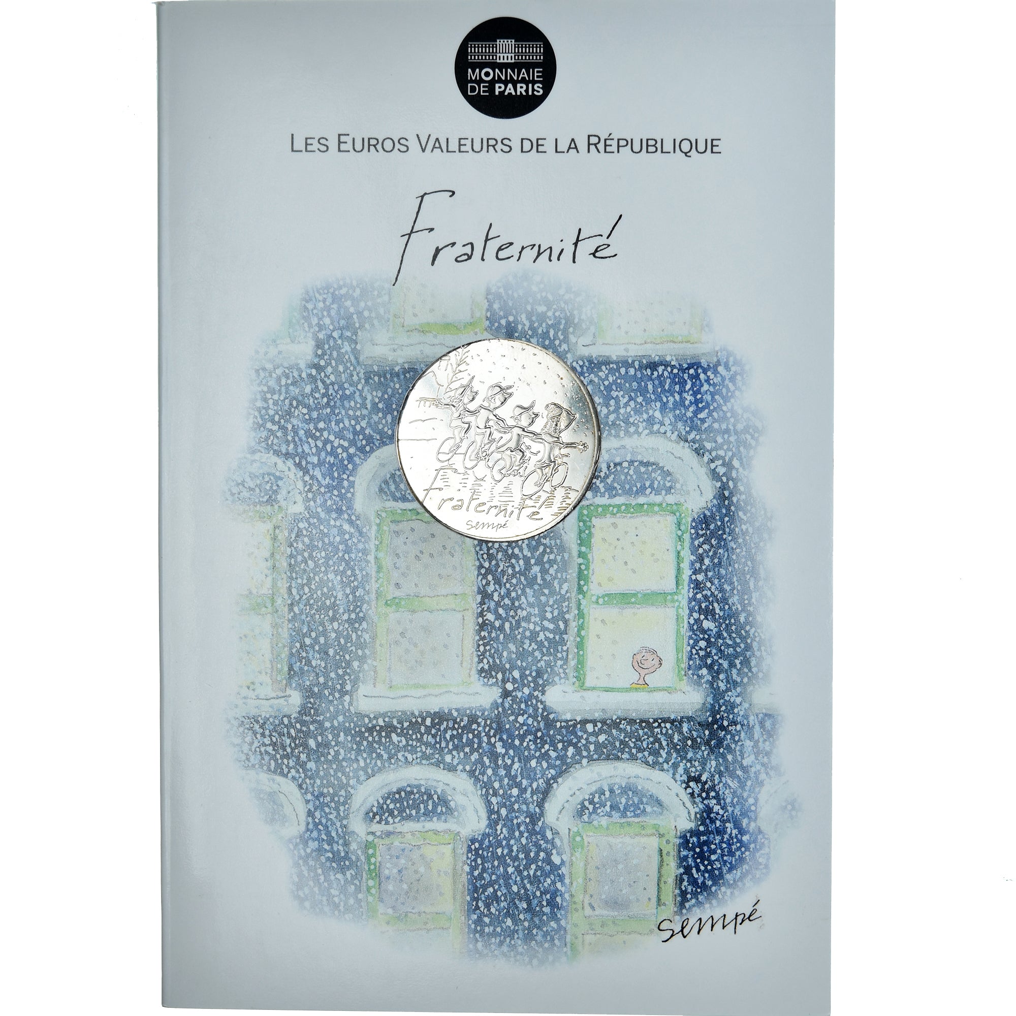 Francia, 10 Euro, Fraternité Hiver Sempé, 2014, FDC, Plata, Gadoury:EU719