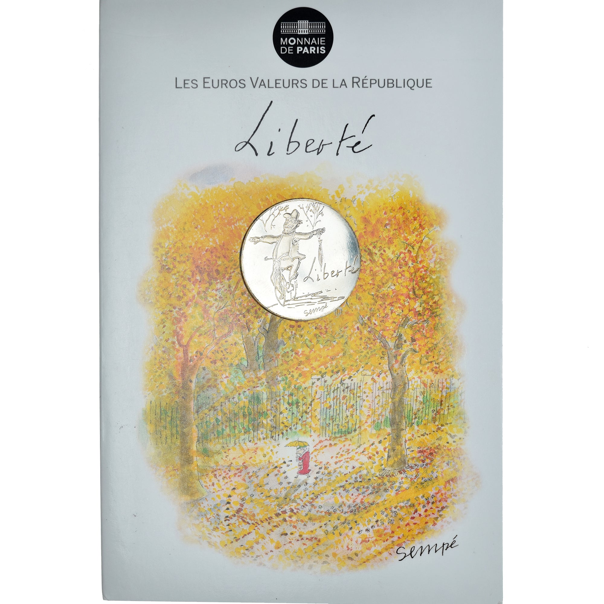 France, Monnaie de Paris, 10 Euro, Liberté Automne Sempé, 2014, Paris