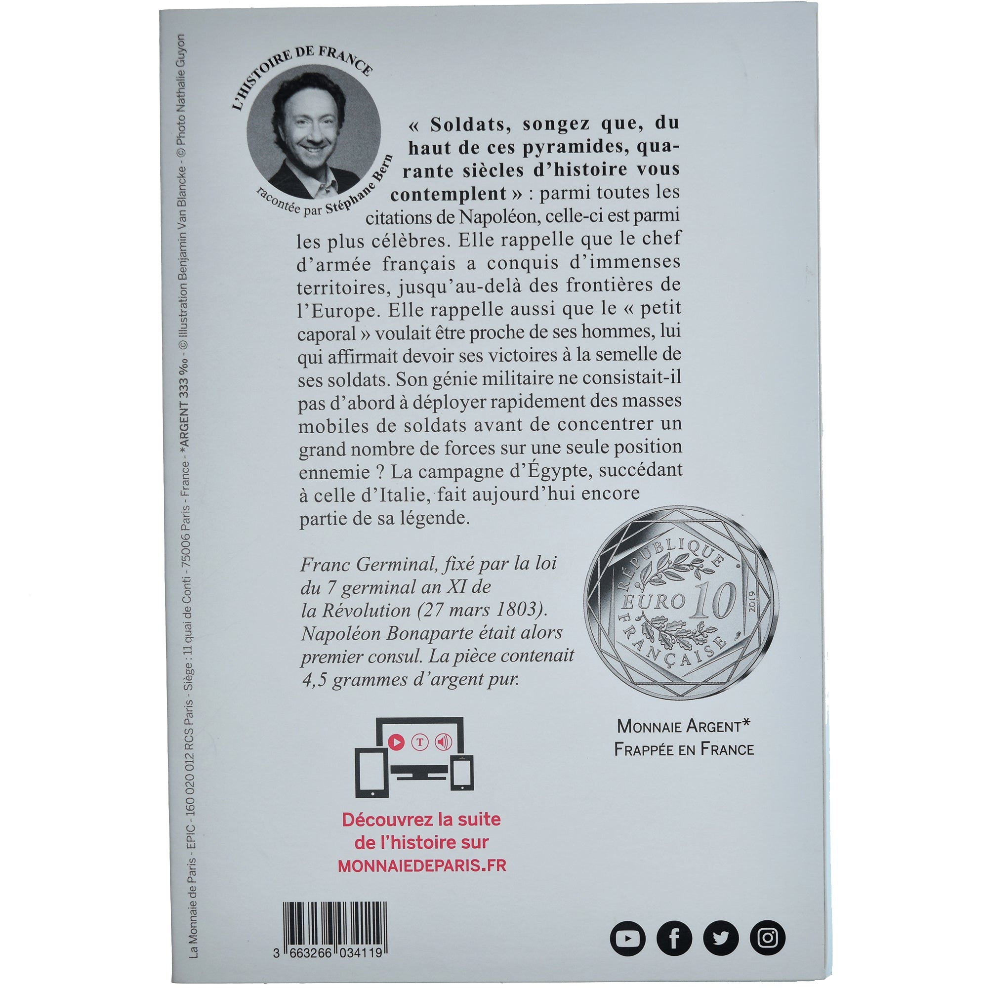 France, Monnaie de Paris, 10 Euro, Napoléon Ier, 2019, MS(65-70), Silver