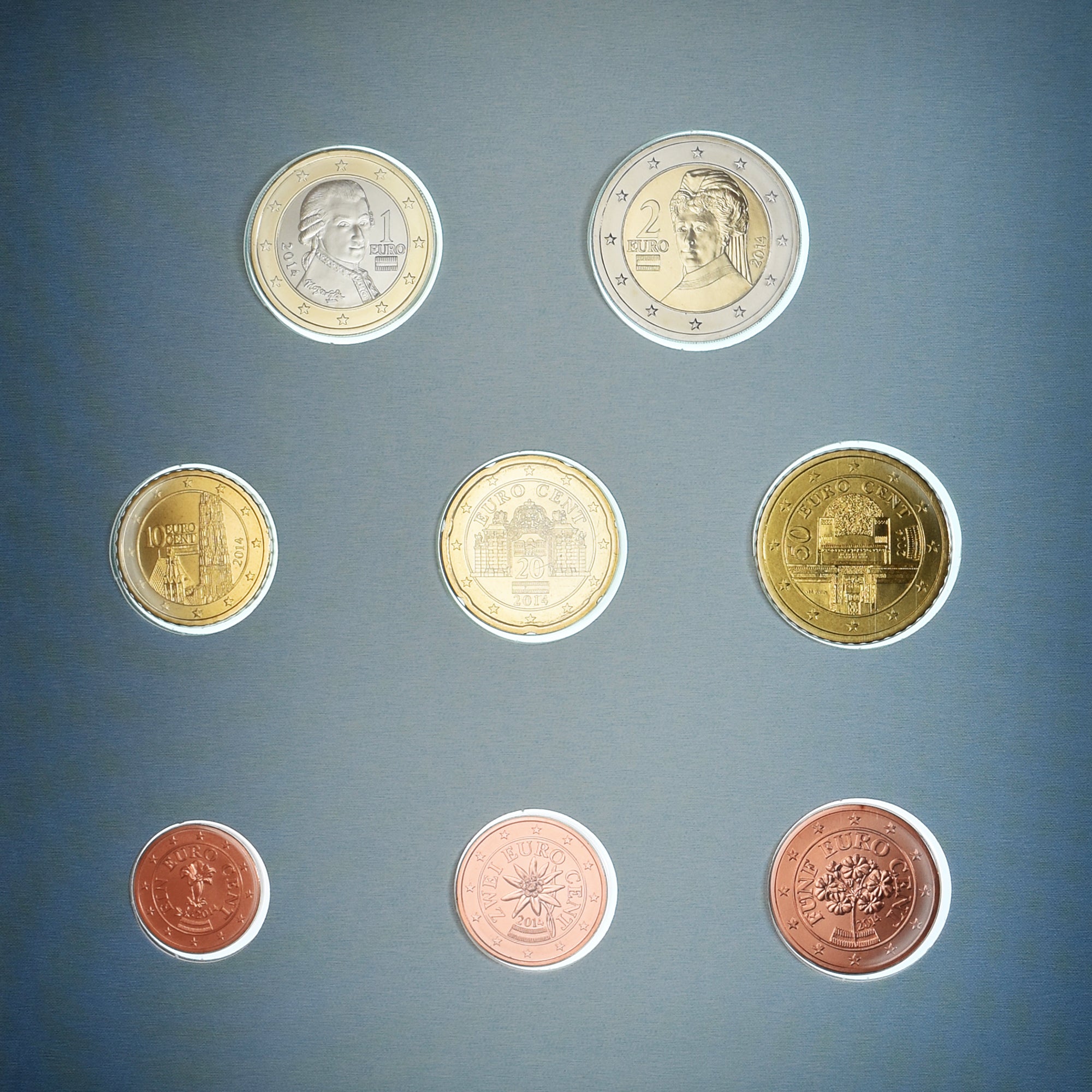 Austria, Euro-Set, 2014, Set 8 Monnaies euro BU., MS(65-70)