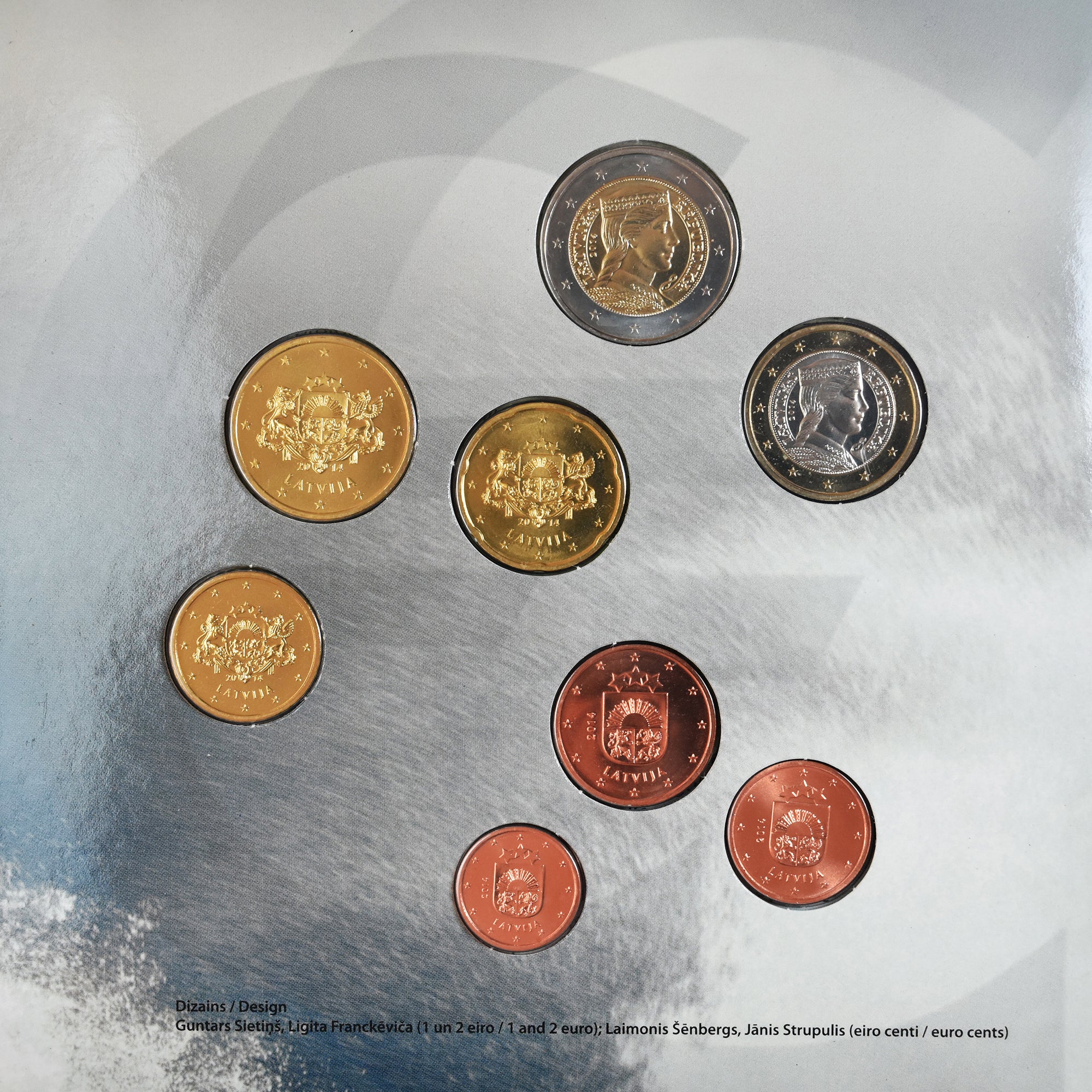 Latvia, Set, 2014, Latvia .Set 8 monnaies Euro .BU, MS(65-70)