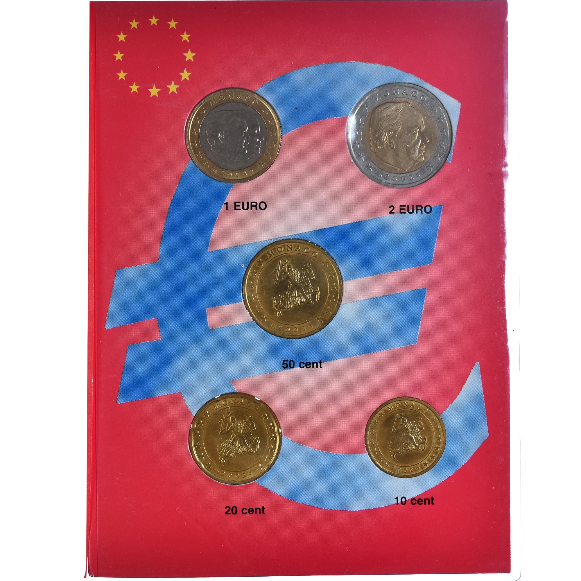 Monaco, Set Euros, 2002, Set 5 Monnaies., UNZ