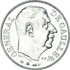 France, Medal, Général De Gaulle, 1980, Santucci, MS(64), Silver