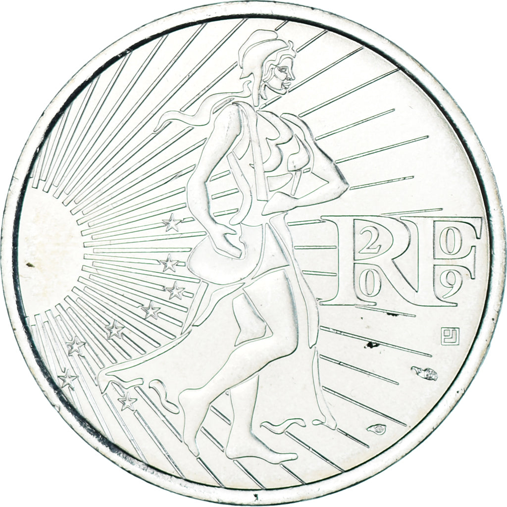 France, 10 Euro, 2009, Semeuse, AU(55-58), Silver