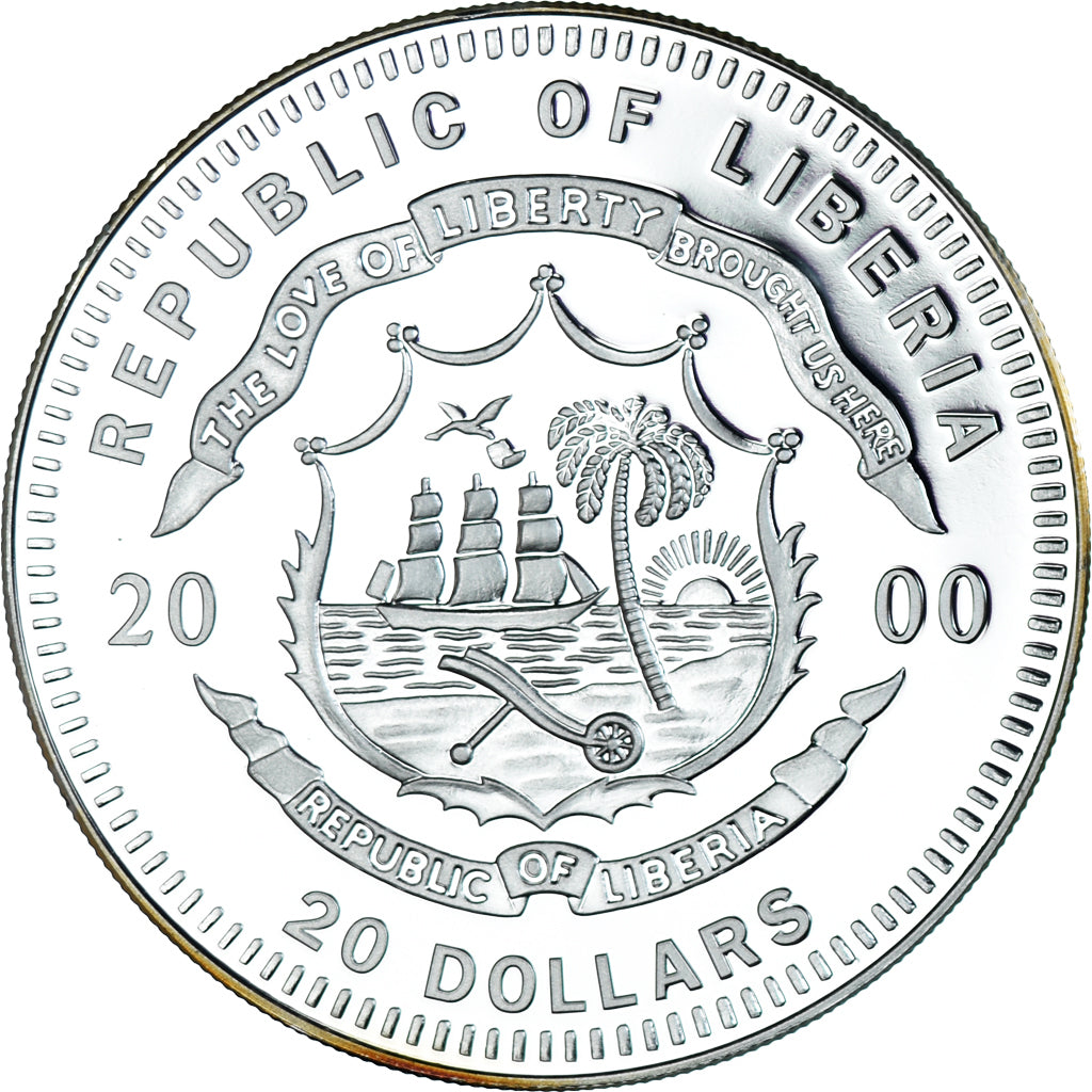 Coin, Liberia, 20 Dollars, 2000, MS(65-70), Silver