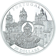 Moeda, Libéria, Portugal, 20 Dollars, 2001, MS(65-70), Prata