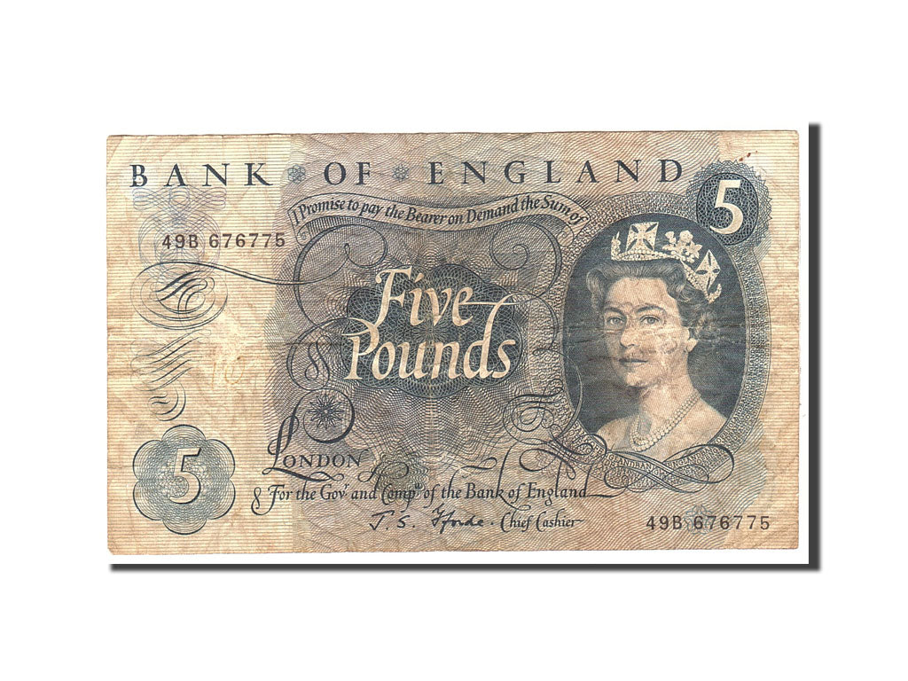 Great Britain, 5 Pounds, 1960, KM:375b, Undated, VG(8-10)