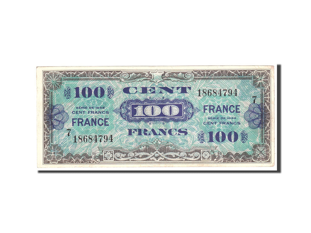France, 100 Francs, 1944, KM:123a, Undated, EF(40-45)