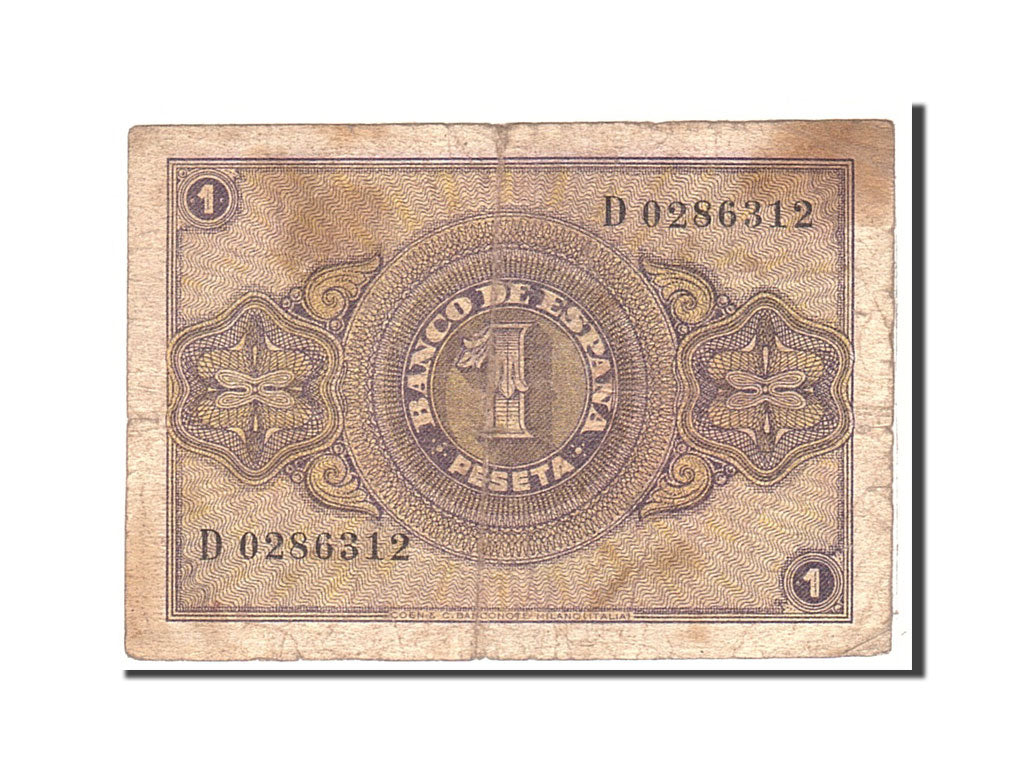 Banknote, Spain, 1 Peseta, 1937, 1937-10-12, KM:104a, VG(8-10)