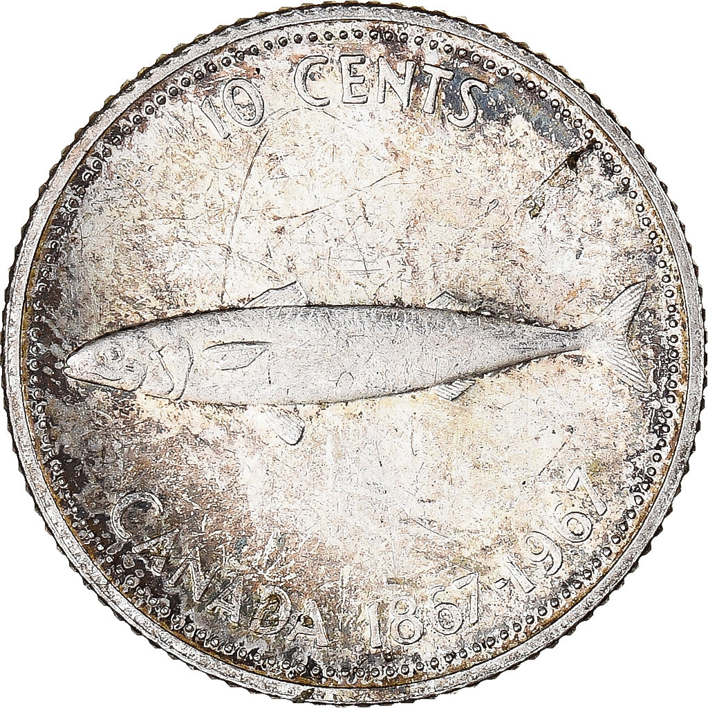 Moneta, Canada, Elizabeth II, 10 Cents, 1967, Royal Canadian Mint, Ottawa