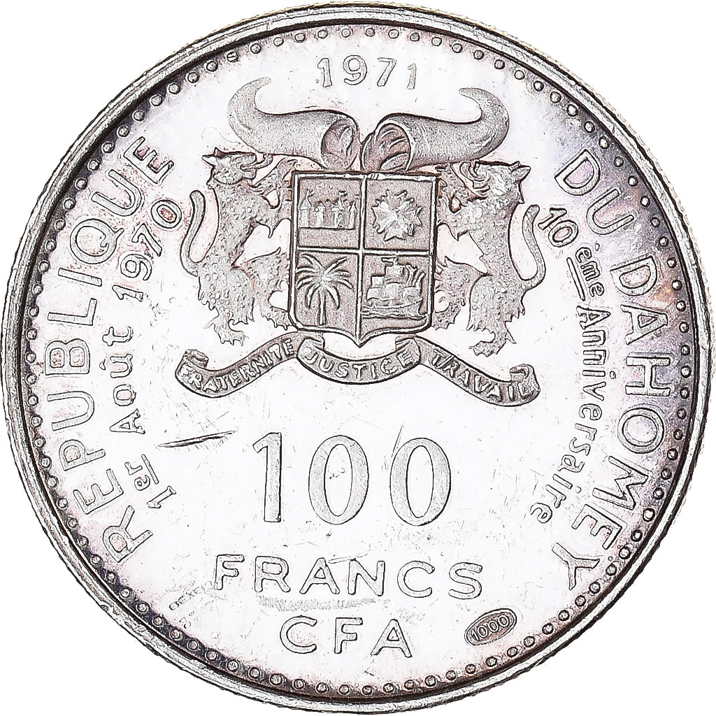 Coin, DAHOMEY, 100 Francs, 1971, AU(50-53), Silver, KM:1.3