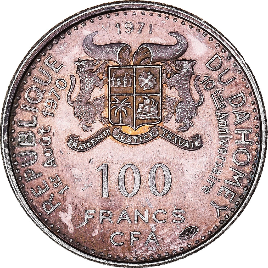 Coin, DAHOMEY, 100 FR.CFA, 1971, AU(50-53), Silver