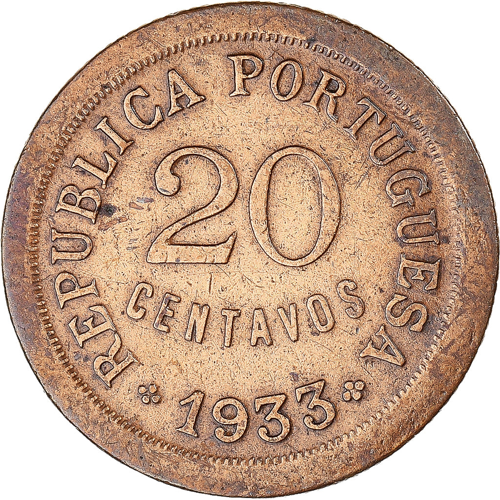 Coin, Guinea-Bissau, 20 Centavos, 1933, VF(30-35), Bronze, KM:3
