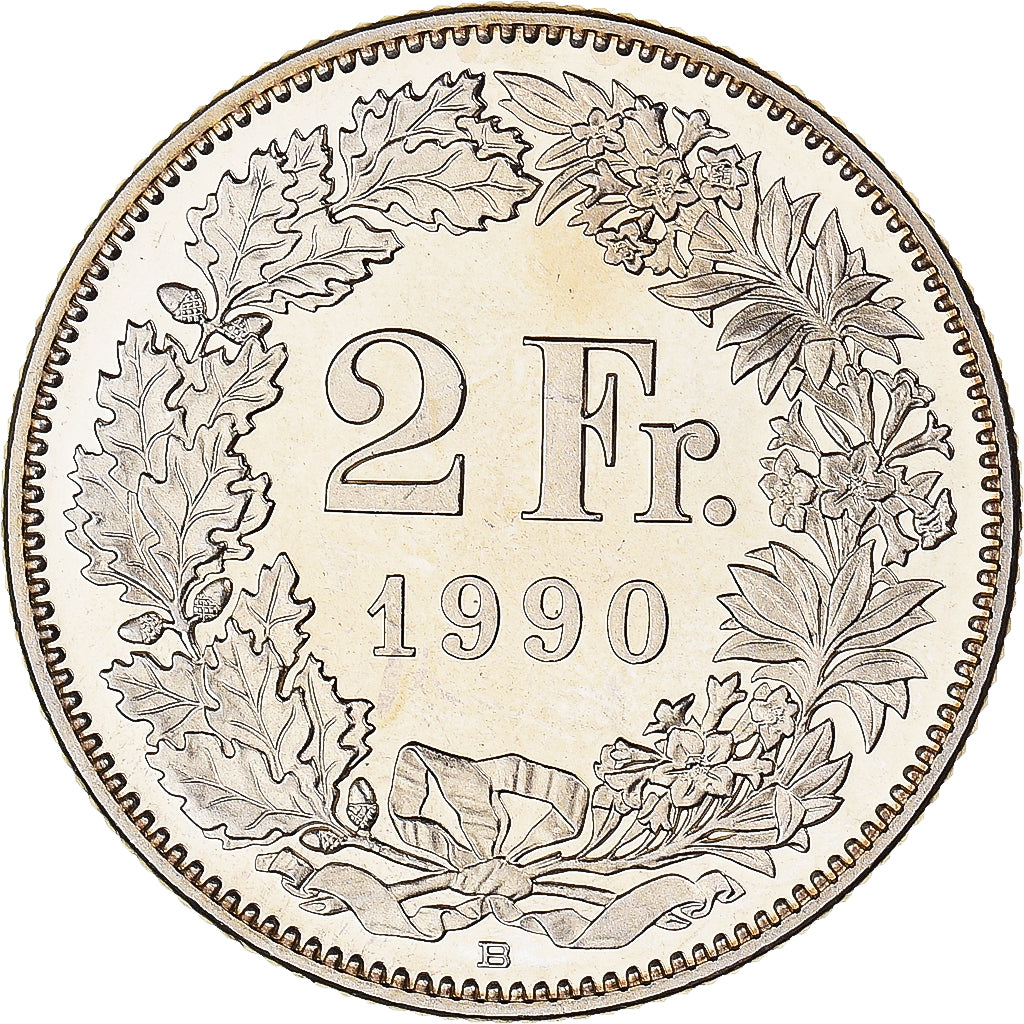 Moneda, Suiza, 2 Francs, 1990, Bern, BE, SC, Cobre - níquel, KM:21a.3