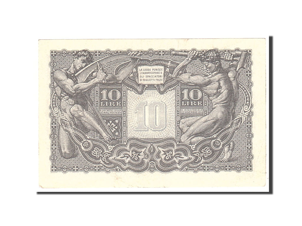 Italy, 10 Lire, 1944, KM:32b, 1944-11-23, EF(40-45)