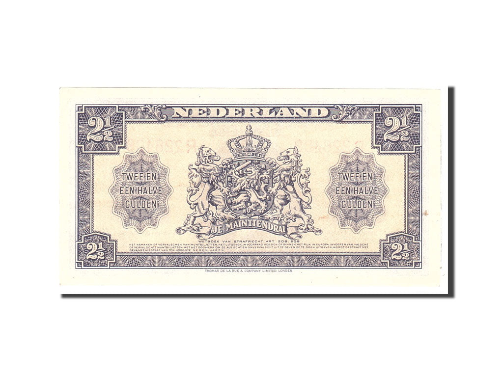 Netherlands, 2 1/2 Gulden, 1945, KM:71, 1945-05-18, AU(50-53)