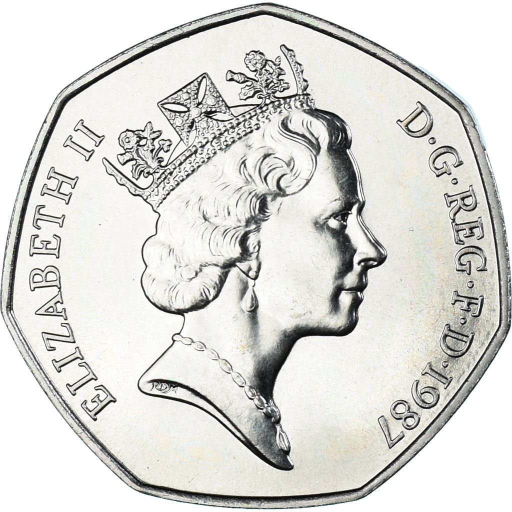 Coin, Great Britain, 50 Pence, 1987, British Royal Mint, MS(64), Cupronickel