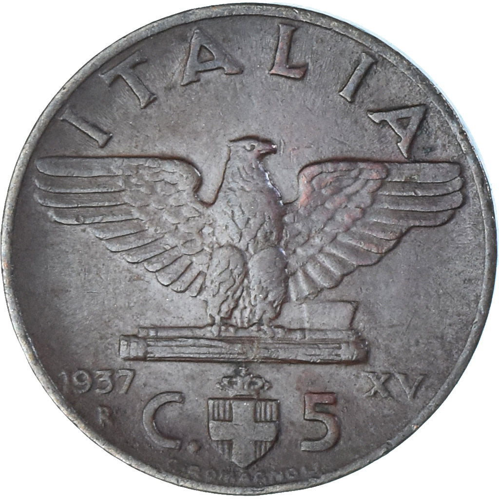 Monnaie, Italie, Vittorio Emanuele III, 5 Centesimi, 1937, Rome, TTB, Bronze