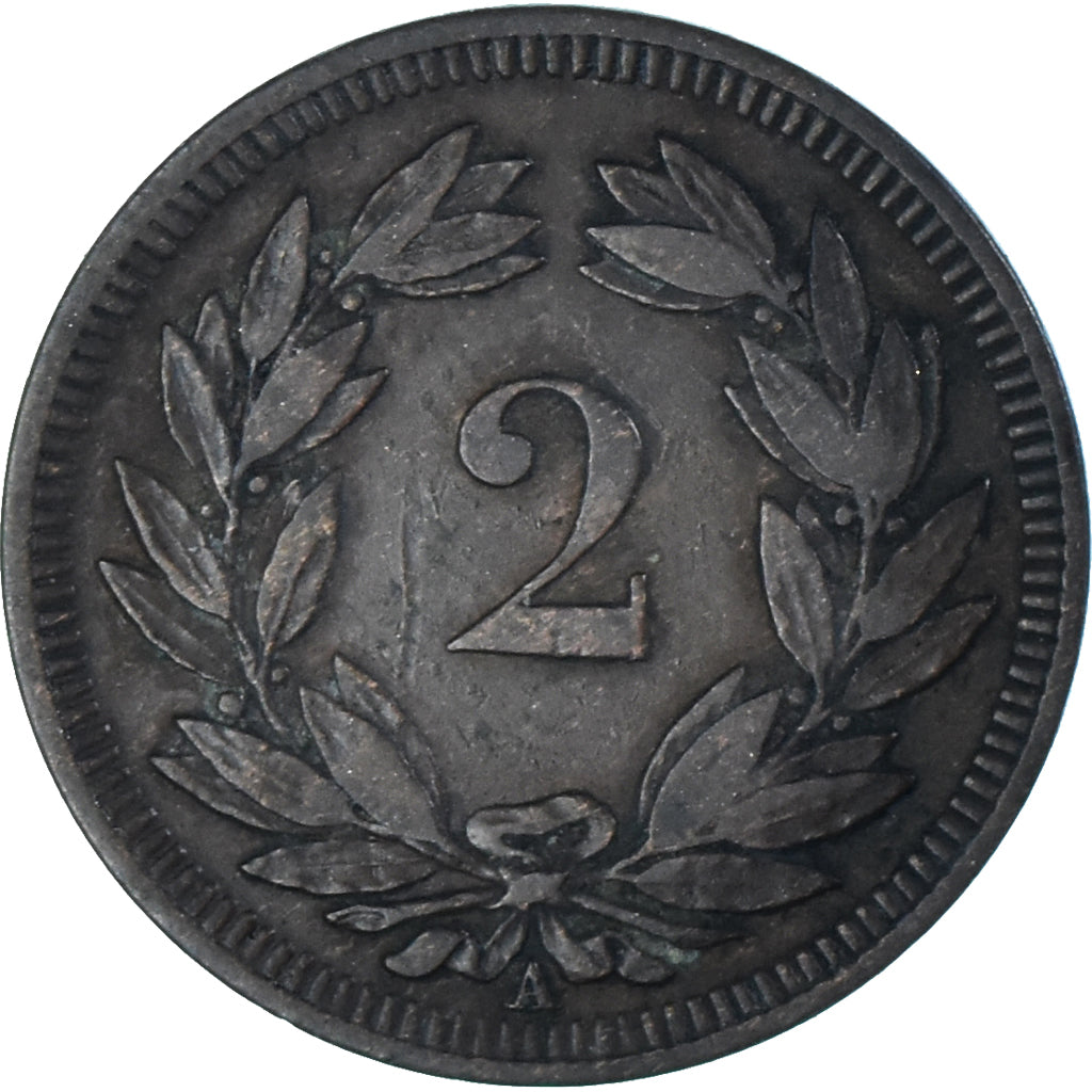 Moneda, Suiza, 2 Rappen, 1850, Paris, MBC, Bronce, KM:4.1