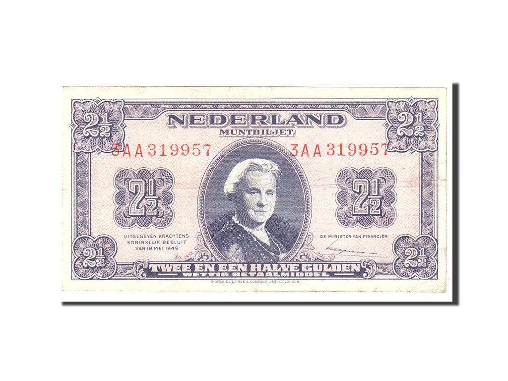 Netherlands, 2 1/2 Gulden, 1945, KM:71, 1945-05-18, EF(40-45)