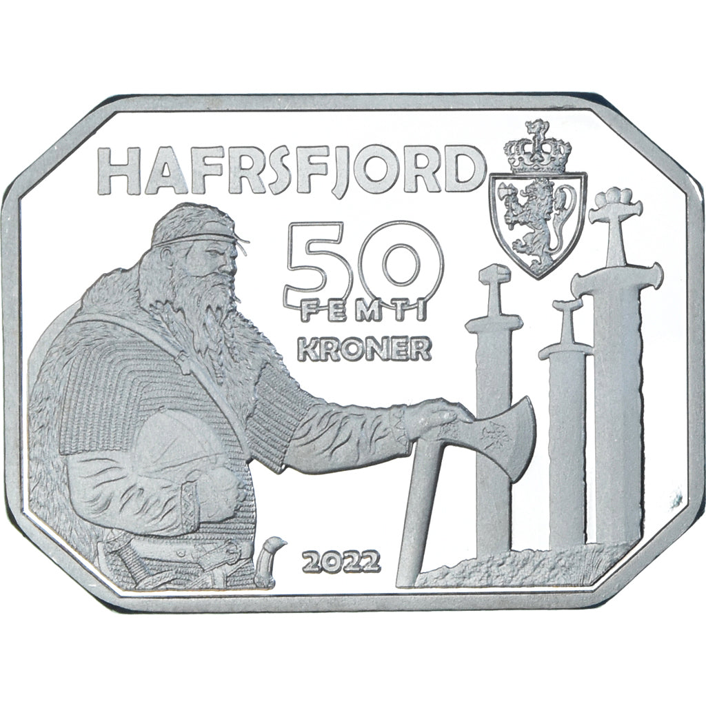 Münze, Norwegen, 50 Kroner, 2022, Hafrsfjord.BE, STGL, Silver plated
