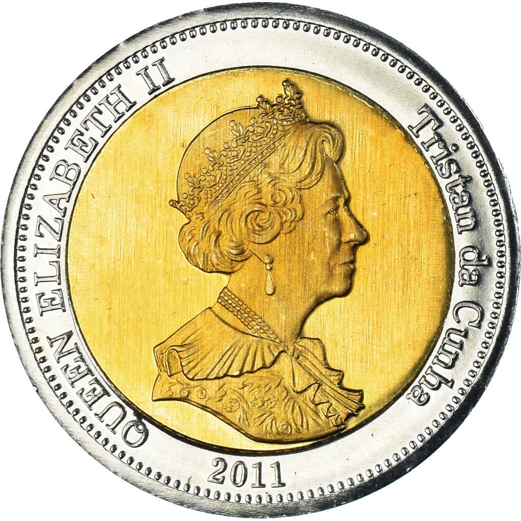 Coin, Tristan Da Cunha, 25 Pence, 2011, 4th portrait; Nightingale Island.