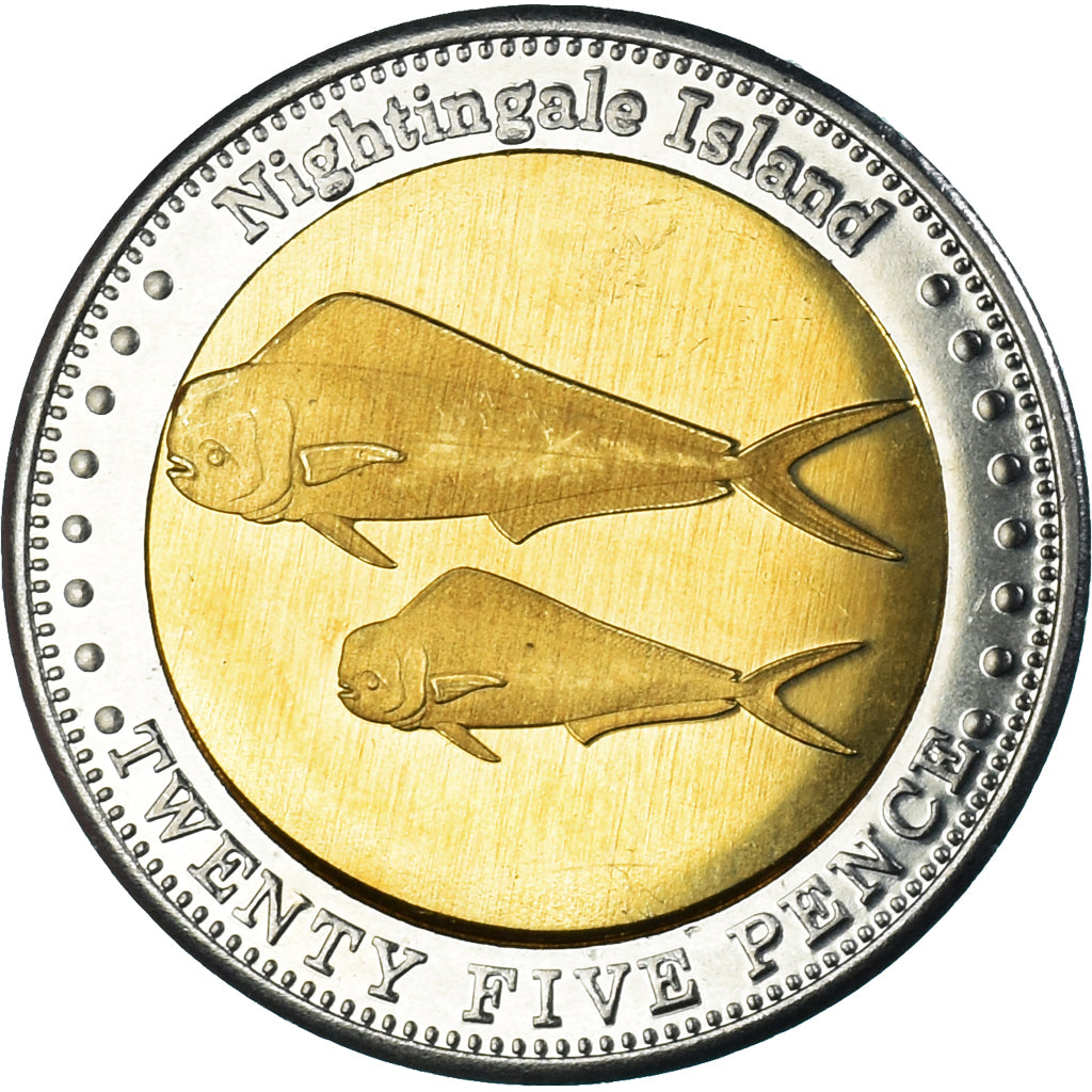 Coin, Tristan Da Cunha, 25 Pence, 2011, 4th portrait; Nightingale Island.