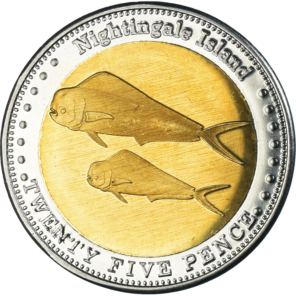 Coin, Tristan Da Cunha, 25 Pence, 2011, 4th portrait; Nightingale Island.