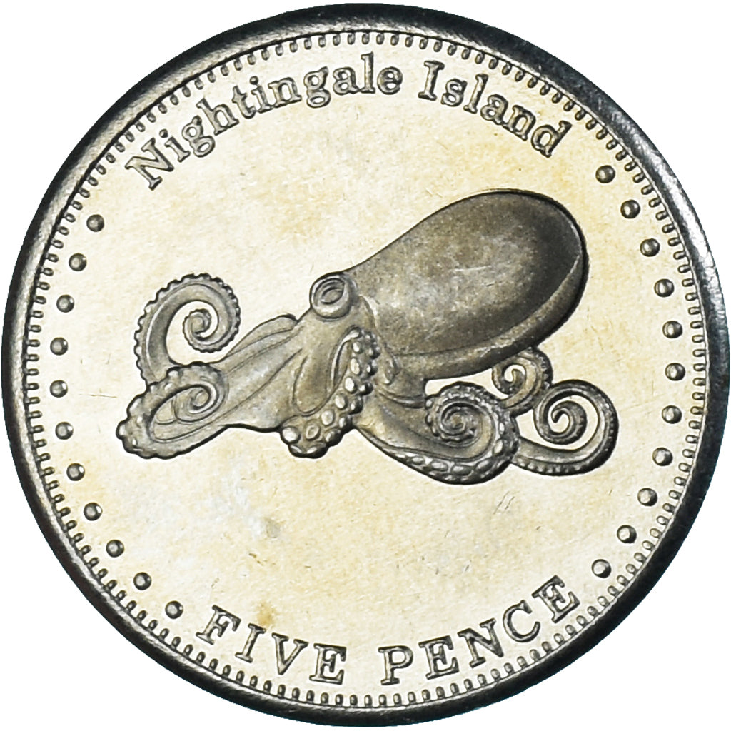 Coin, NIGHTINGALE ISLAND, 5 Pence, 2011, 4th portrait; Nightingale Island