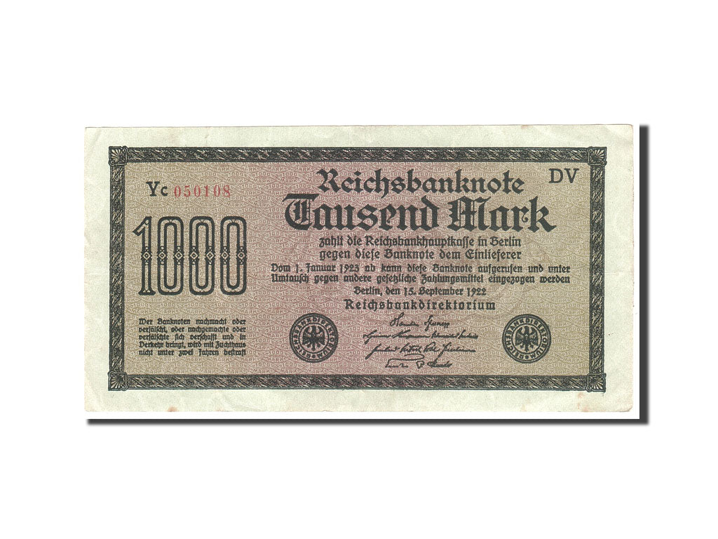 Banknote, Germany, 1000 Mark, 1922, 1922-09-15, KM:76b, EF(40-45)